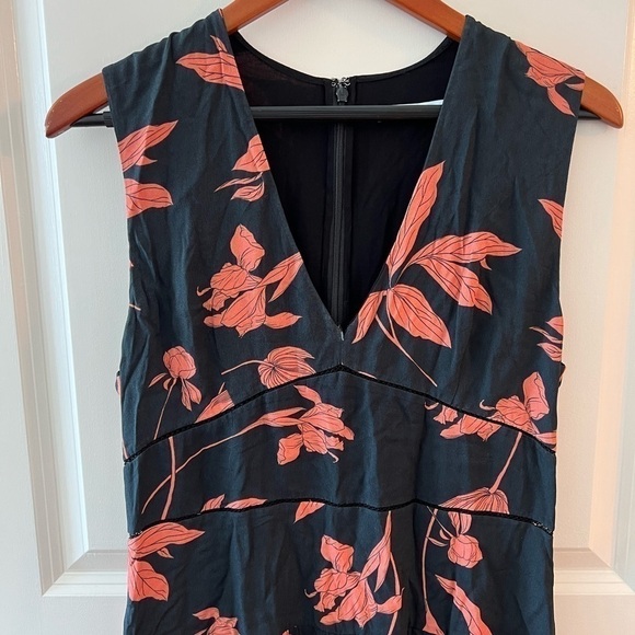 Thakoon Floral Ruffle Silk Blend Romper Black Womens Size 6 - Picture 8 of 16